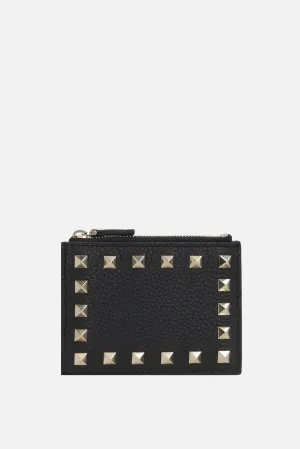 Rockstud Grained Leather Card Case
