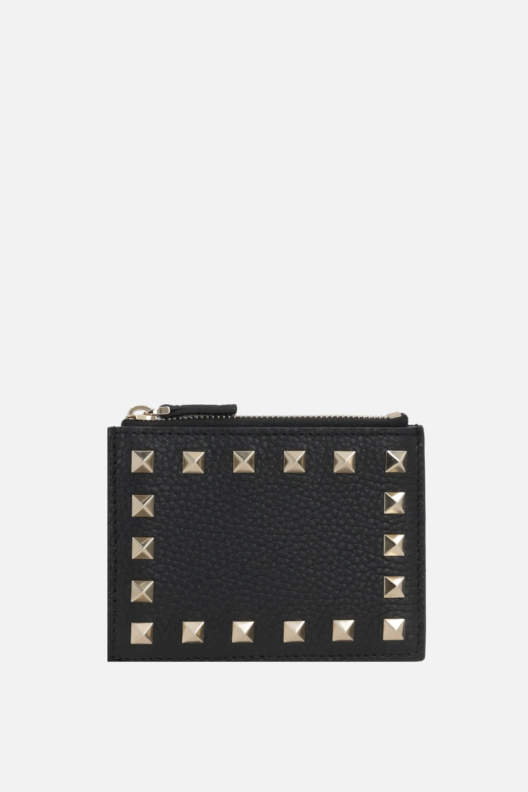 Rockstud Grained Leather Card Case