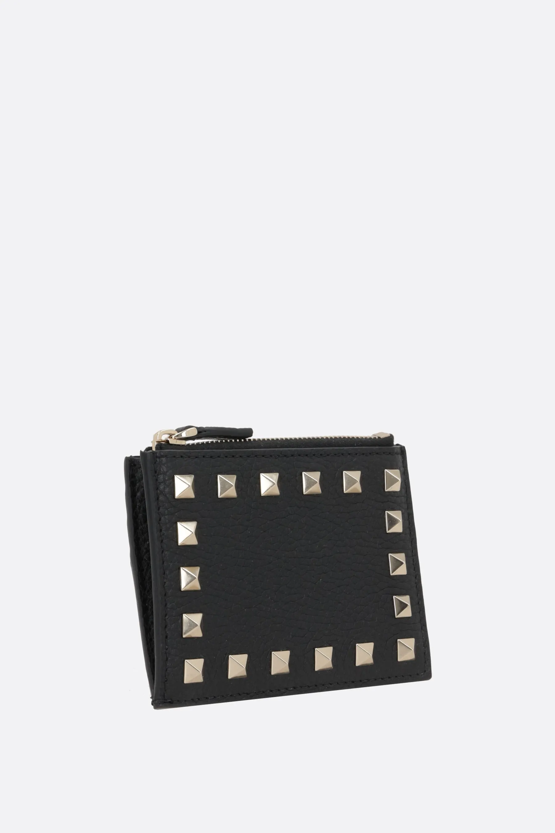 Rockstud Grained Leather Card Case
