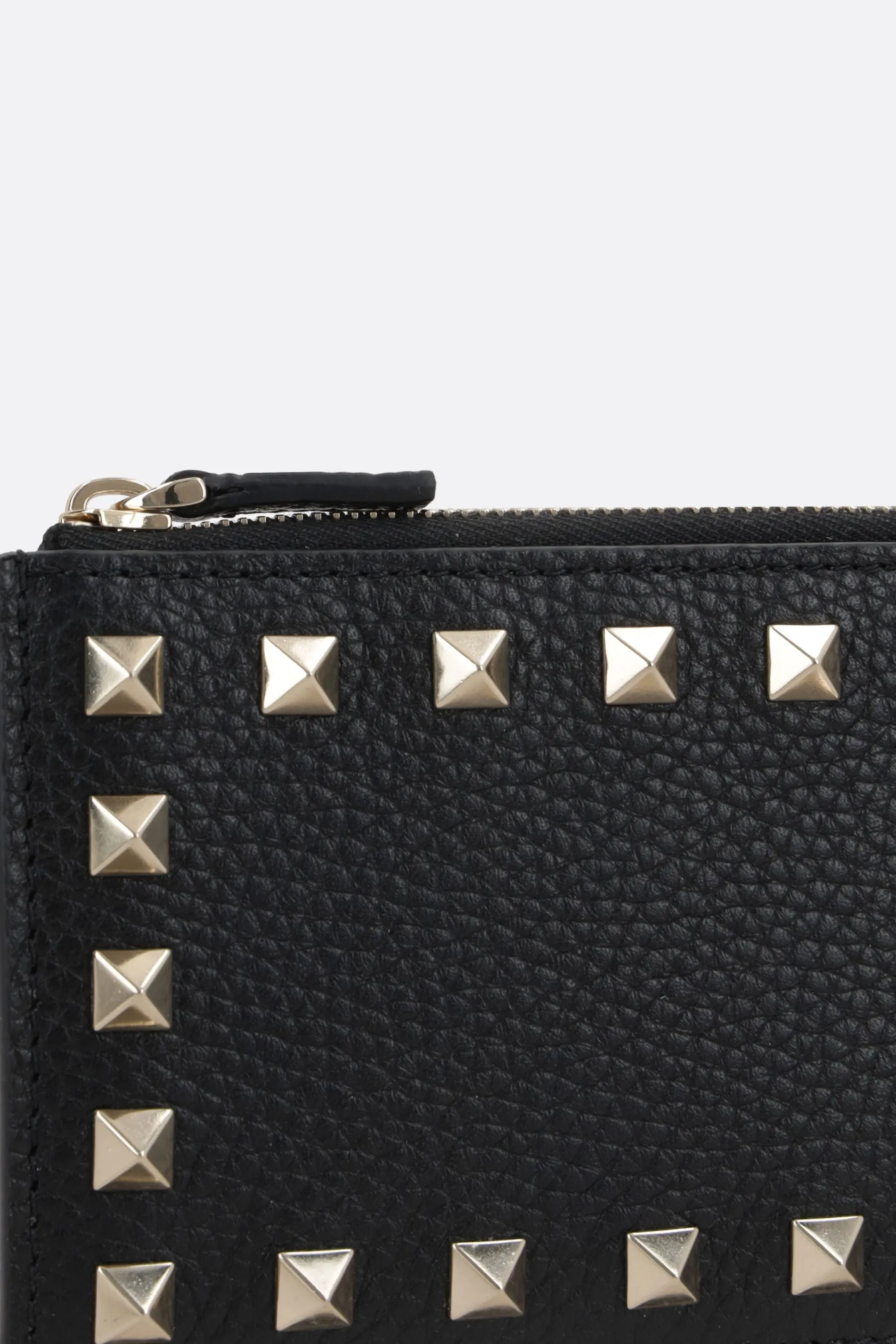 Rockstud Grained Leather Card Case