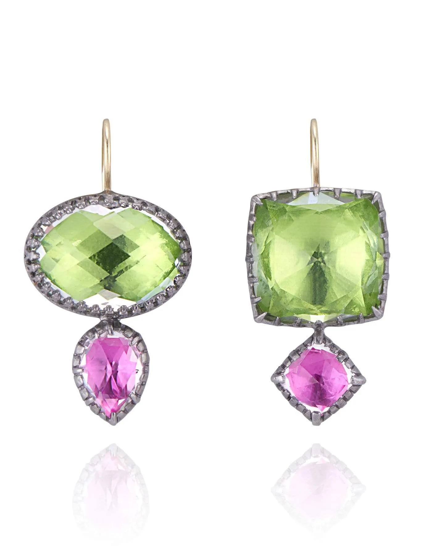 Sadie Mis-Matched Double Drop Earrings - Verbena