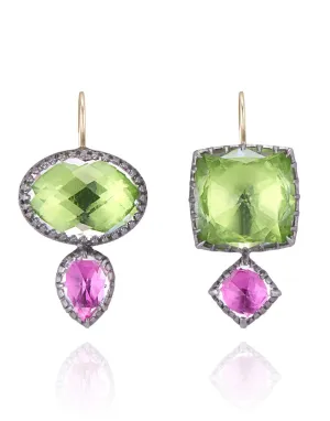 Sadie Mis-Matched Double Drop Earrings - Verbena