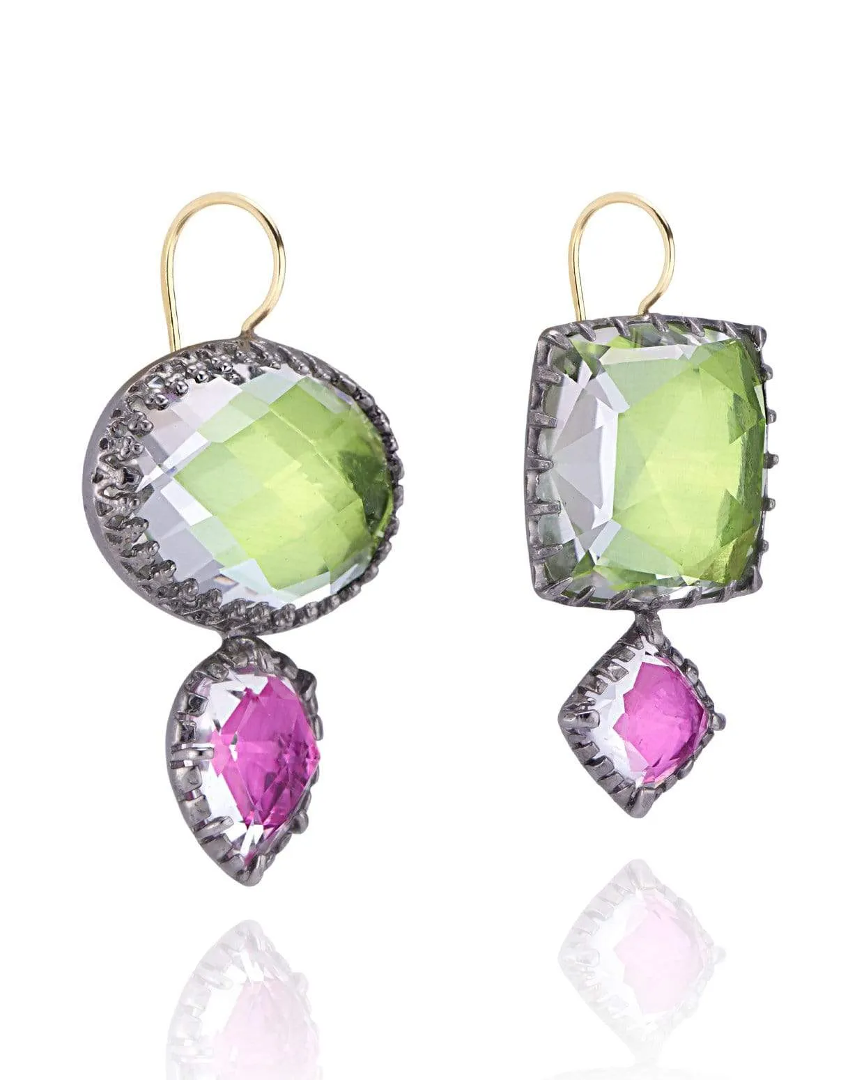 Sadie Mis-Matched Double Drop Earrings - Verbena