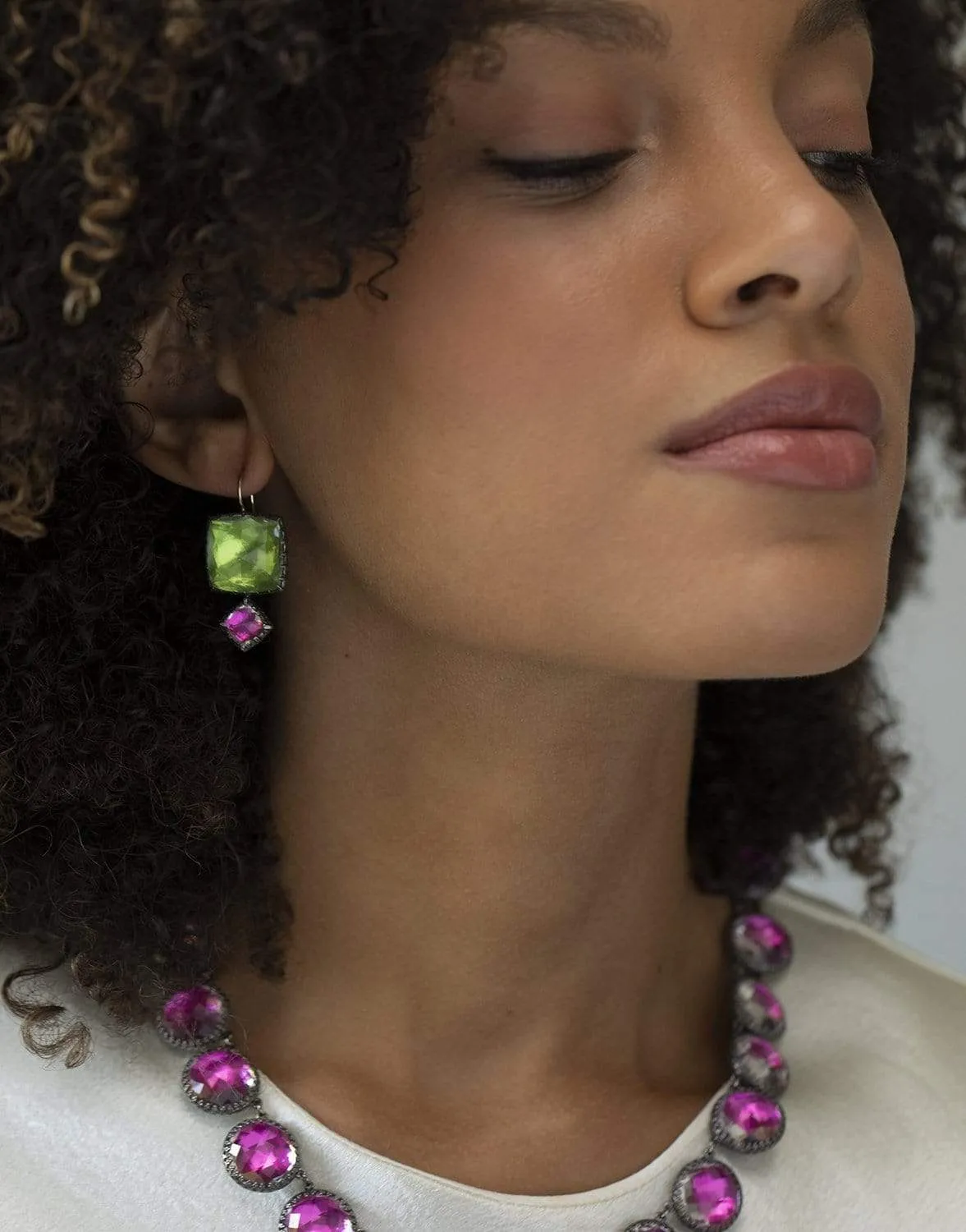 Sadie Mis-Matched Double Drop Earrings - Verbena