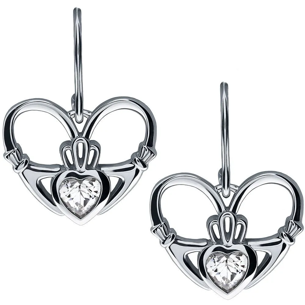 Sterling Silver Claddagh Earrings UES-6162