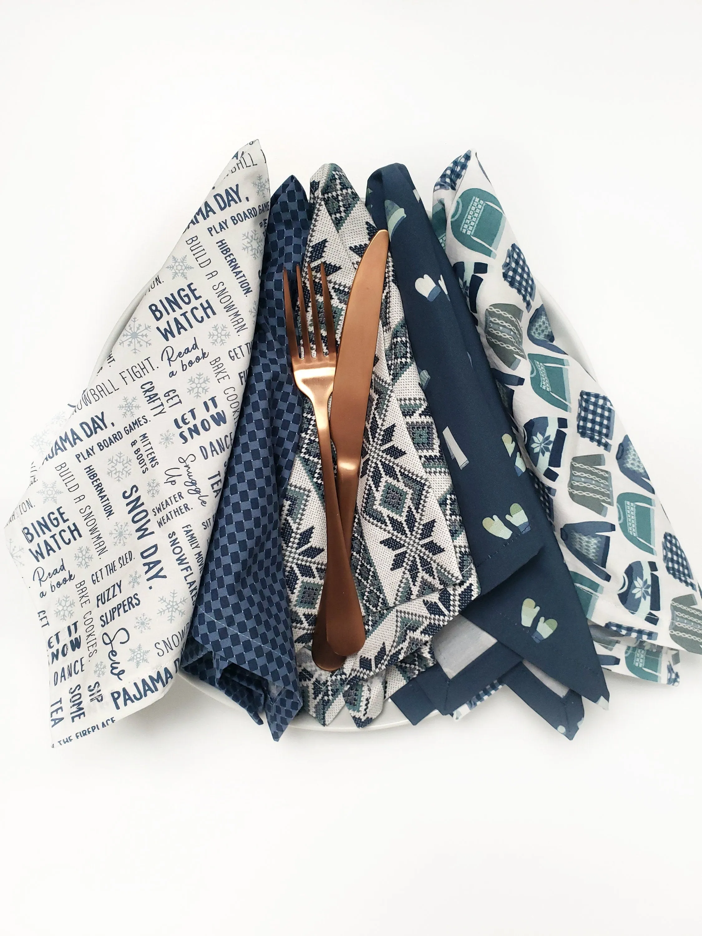 Sweater Weather Cloth Napkins, Set of 5 by 90 West Linen Co.