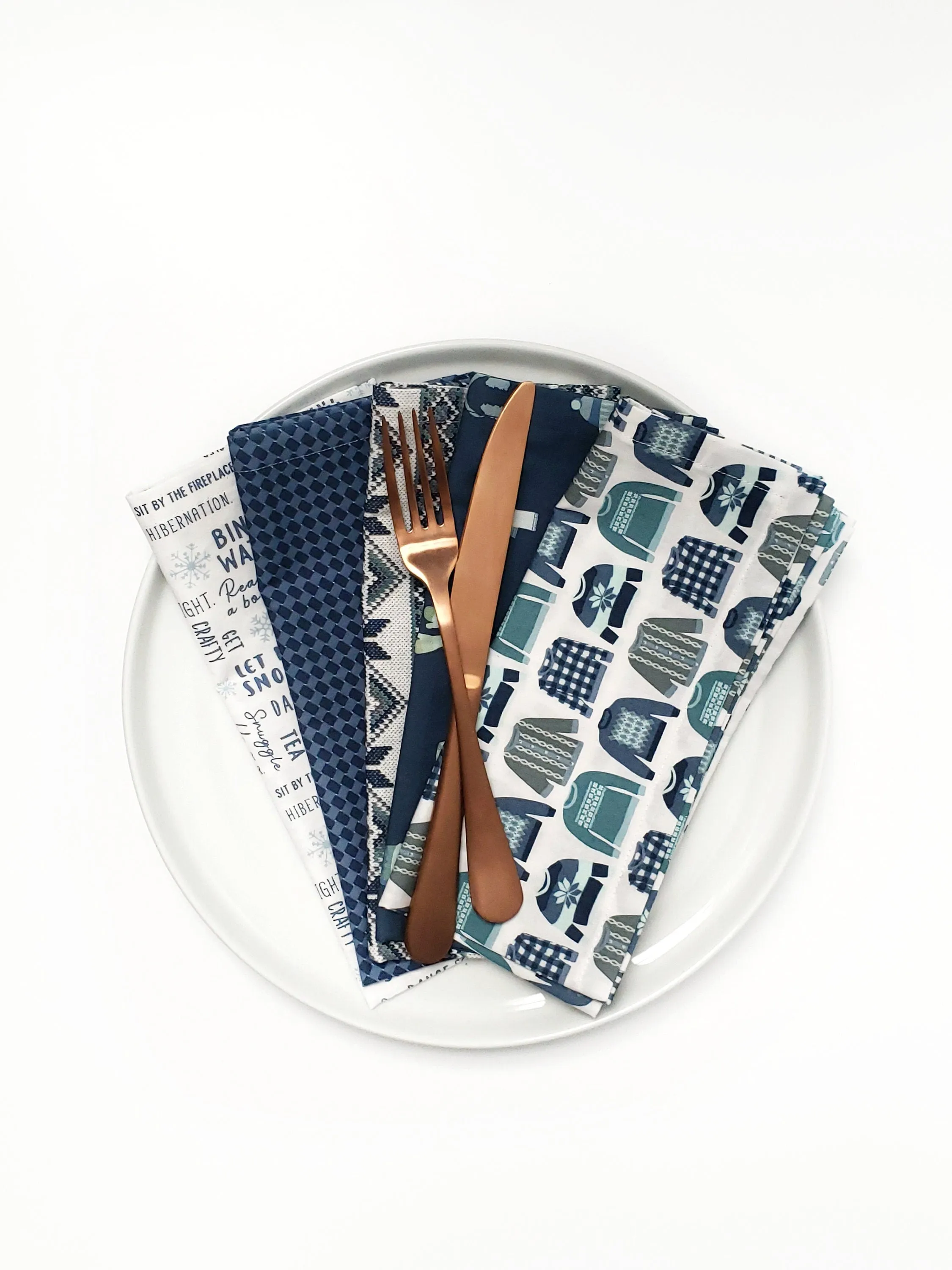 Sweater Weather Cloth Napkins, Set of 5 by 90 West Linen Co.