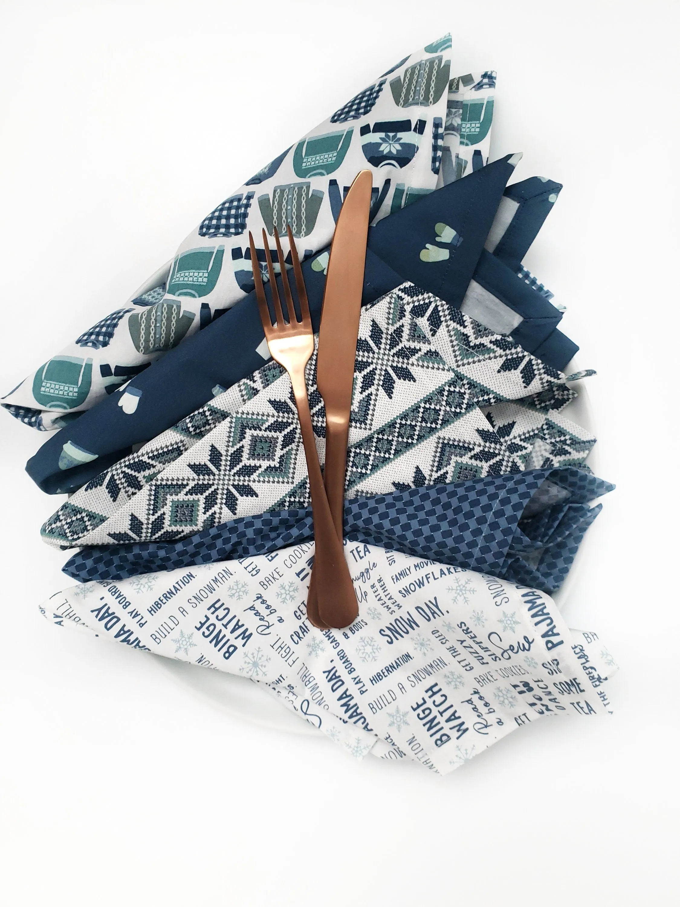 Sweater Weather Cloth Napkins, Set of 5 by 90 West Linen Co.