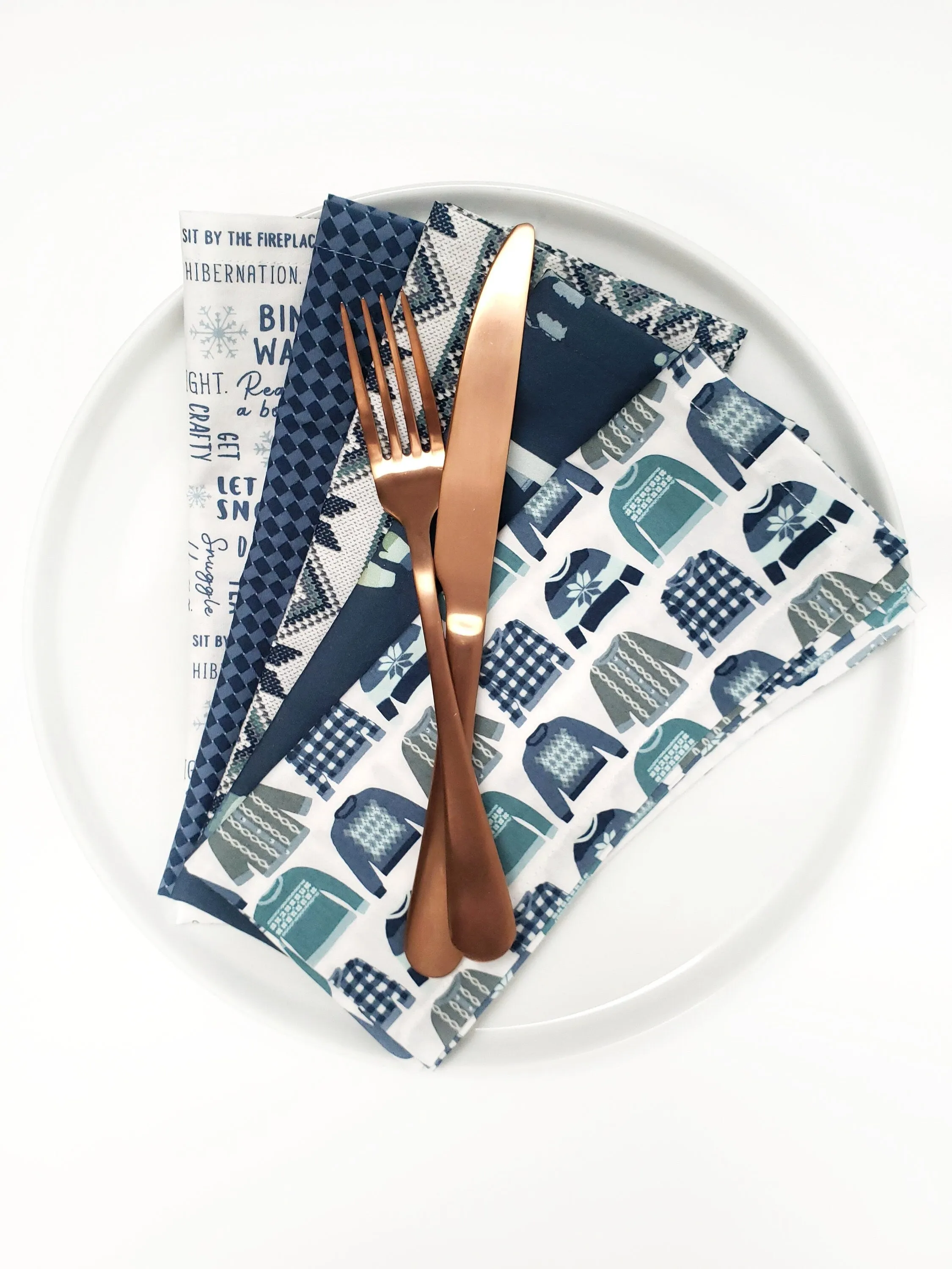 Sweater Weather Cloth Napkins, Set of 5 by 90 West Linen Co.