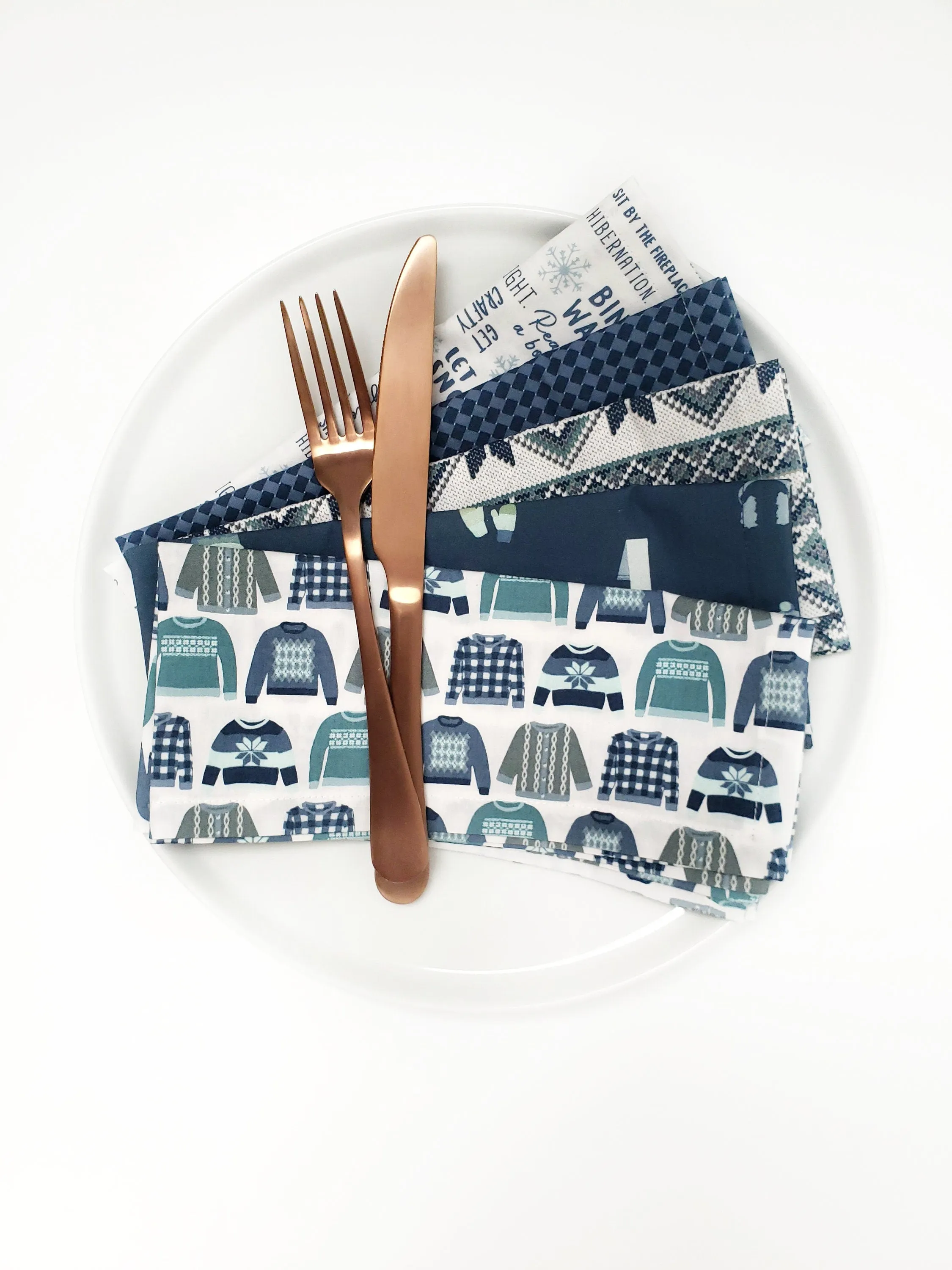 Sweater Weather Cloth Napkins, Set of 5 by 90 West Linen Co.