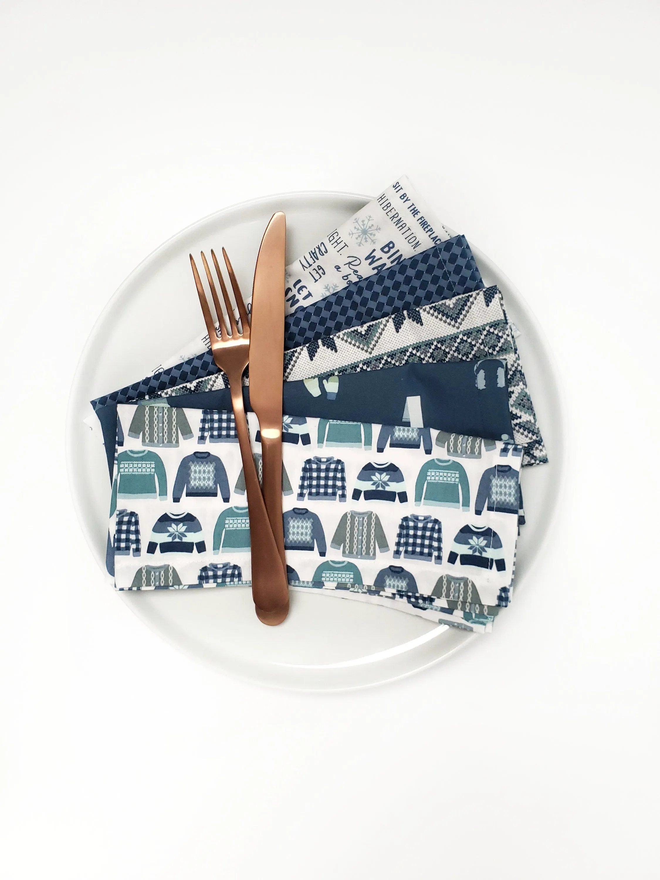 Sweater Weather Cloth Napkins, Set of 5 by 90 West Linen Co.