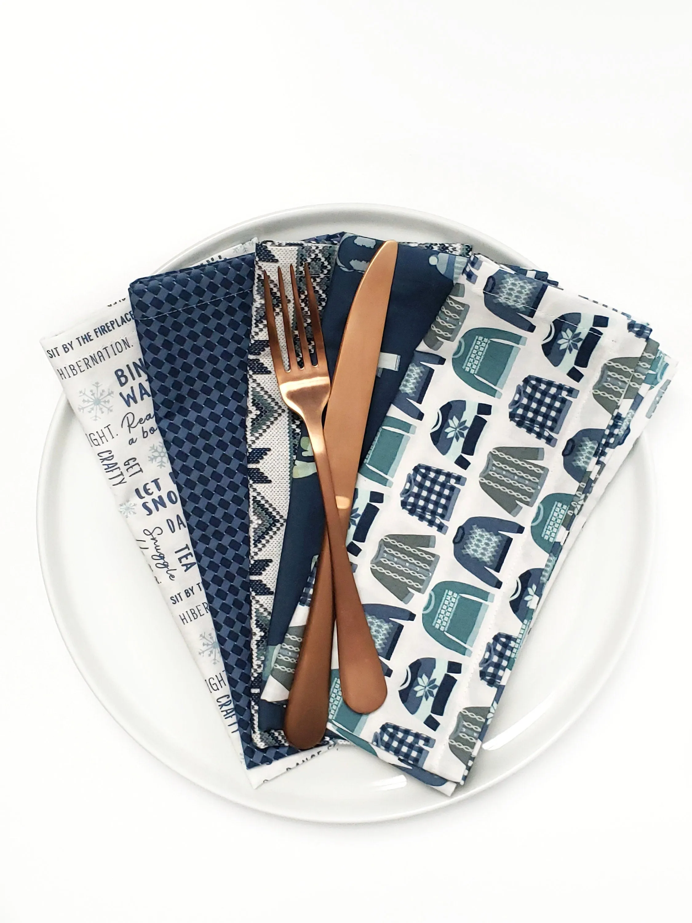 Sweater Weather Cloth Napkins, Set of 5 by 90 West Linen Co.