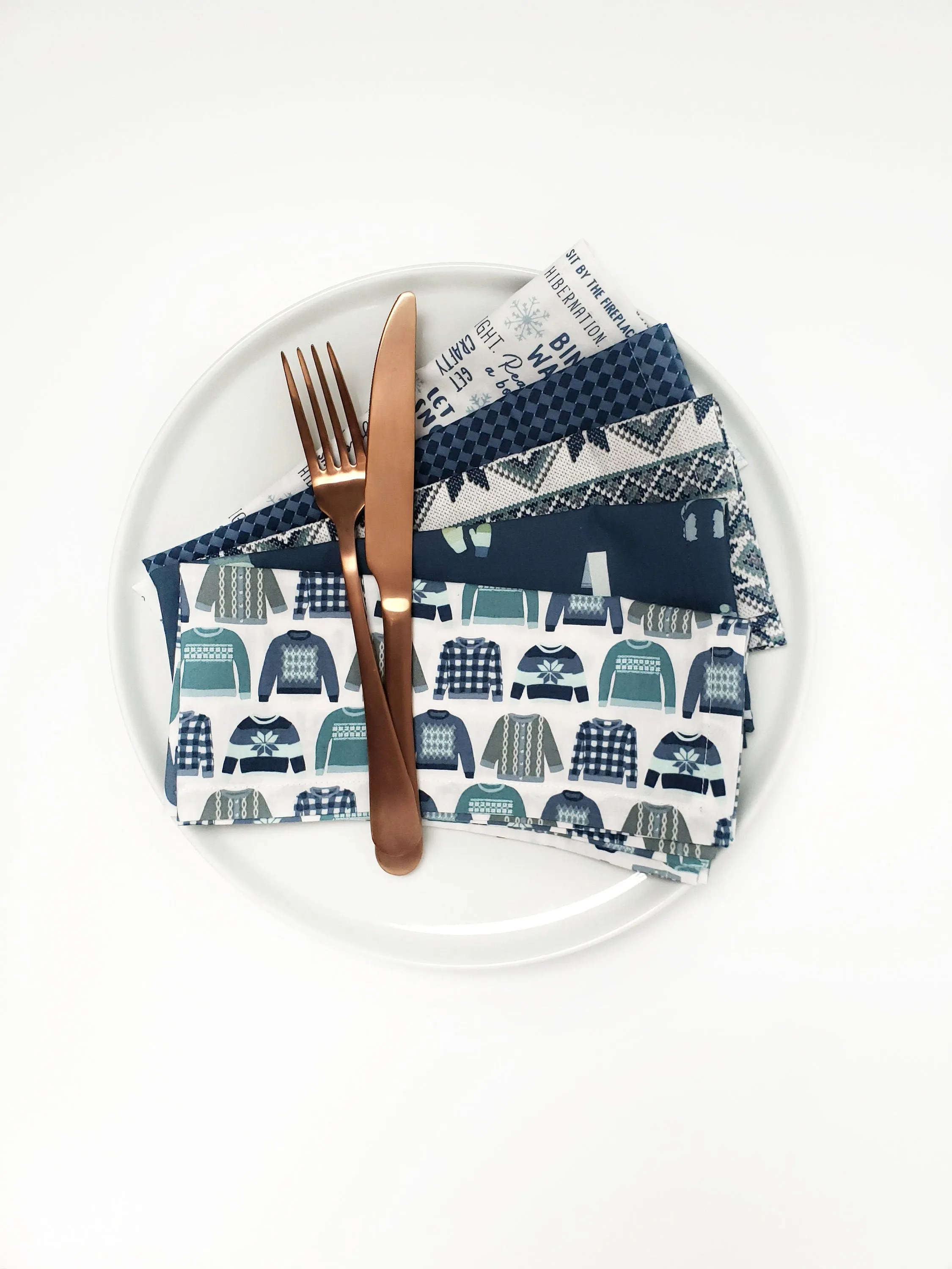 Sweater Weather Cloth Napkins, Set of 5 by 90 West Linen Co.