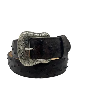 Tanner Mark Rustic Brown Ostrich Print Belt