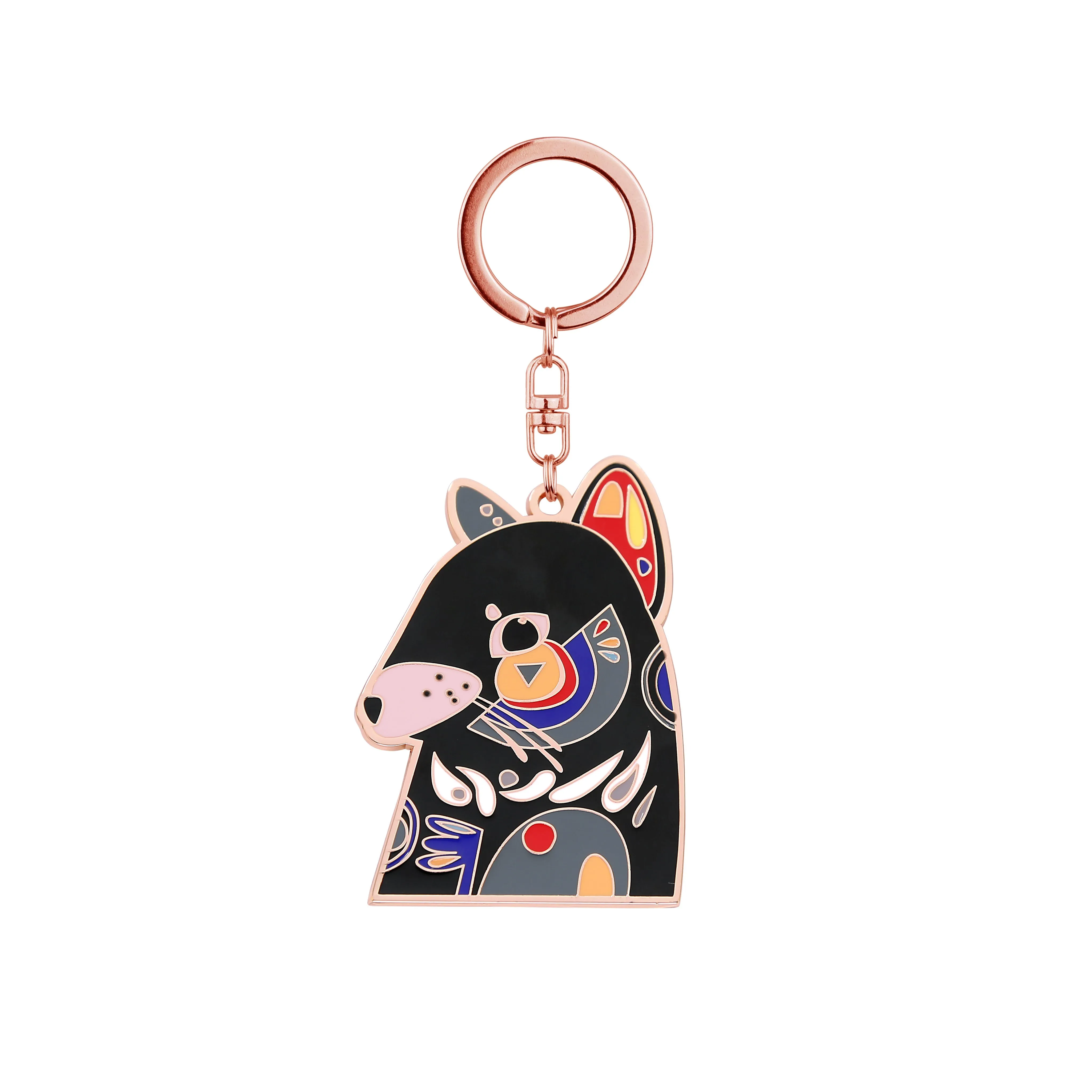 Tasmanian Devil Keychain - rose gold metal