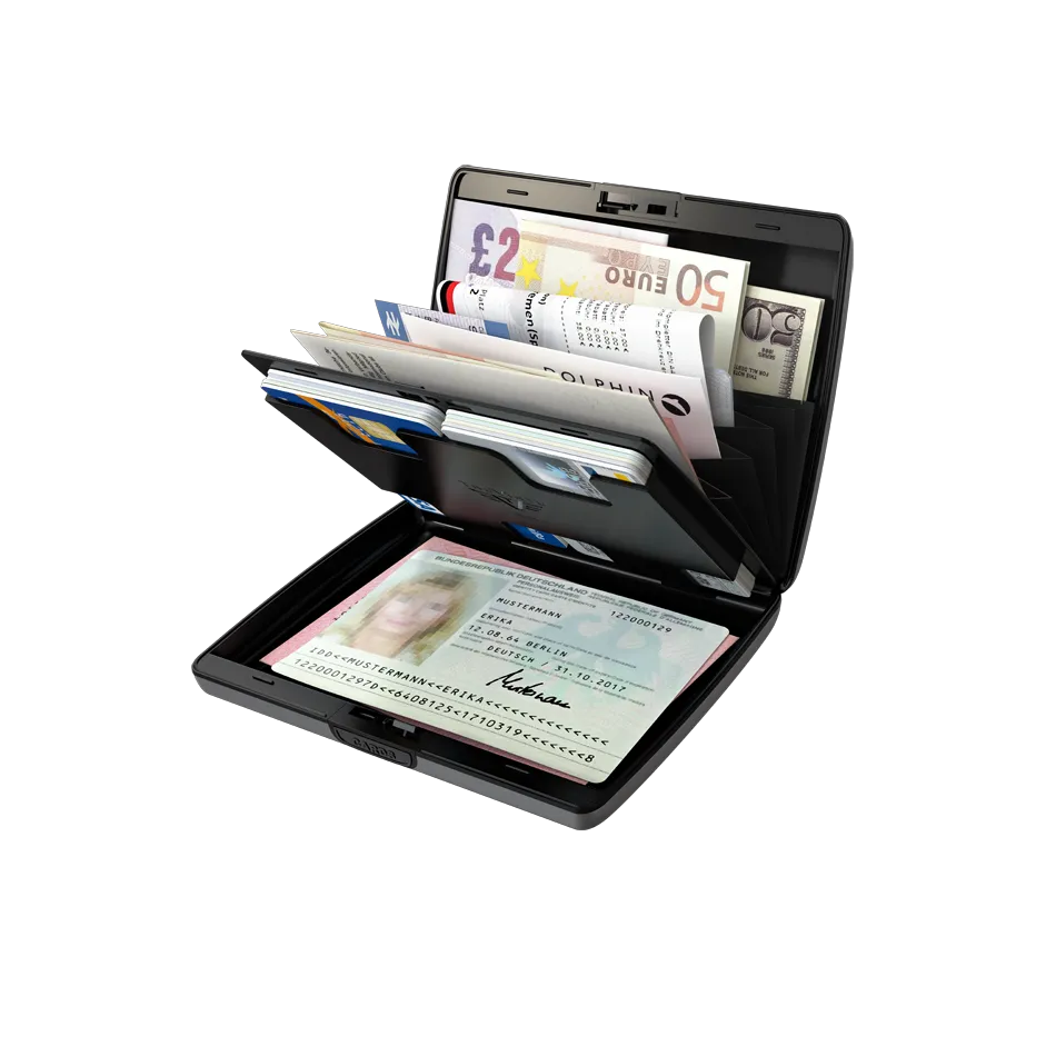 TRU VIRTU Aluminum Wallet Ray - Paper & Cards - Leather Line - Carbon