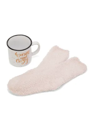 Warm And Cozy Mug & Pink Cozy Socks Set