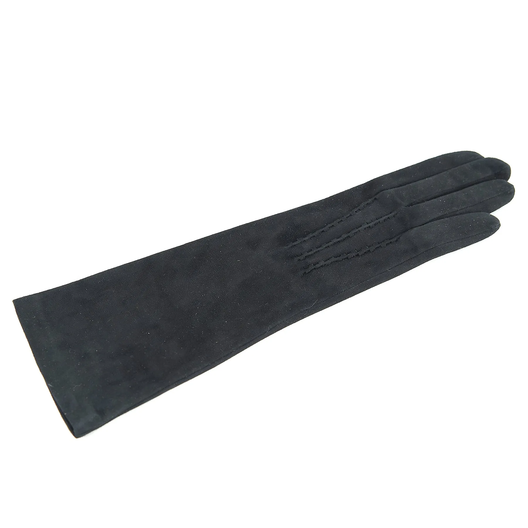 Women’s basic black soft suede leather gloves 6 BT and cashmere lining