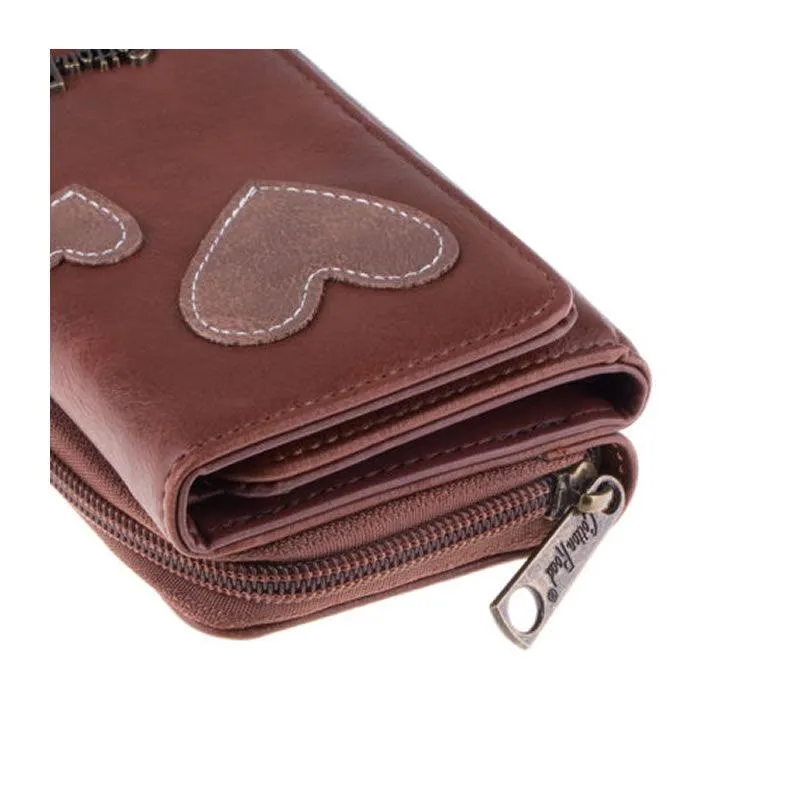 Women's Double Zip Stylish Wallet with Hearts -PL1912